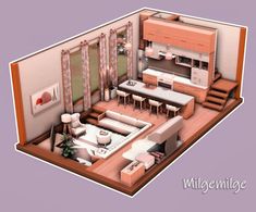 Sims4 Builds, Sims Rooms, Sims 4 Houses Layout, Lotes The Sims 4, Sims Inspiration, Die Sims 4, Sims Houses