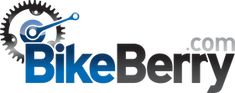 the bike berry logo is shown on a white background with blue and black letters that read,