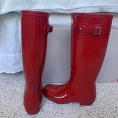 Reposhing This Item I Purchased From @Saligac. Loved It, But Ready To Rotate For Something New. Questions? Leave A Comment Below! Red Rain Boots With Round Toe For Outdoor, Red Waterproof Rain Boots, Hunter Boots Red, Tall Hunter Boots, Red Waterproof Ankle-high Boots, Hunter Shoes, Women Hunters, Professional Dresses, Rubber Rain Boots