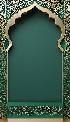 an ornate green and gold frame with intricate designs on the sides, in front of a wall