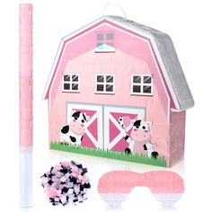 PRICES MAY VARY. Farm Themed Combination Set: the package contains 1 piece of farm pinata, 1 piece of blindfold, 1 piece of stick and 1 pack of confetti, mainly in pink, white and black colors, cute and beautiful, sufficient to meet your various demands Hold Many Items: the animal pinata is in proper sizes, suitable to fill with candies, popcorn, chocolates, confetti or beautiful colored papers, bringing you an interesting use experience Bring You a Lot of Fun: you can put some candy or small gi Farm Animal Themed Birthday Party, Pinata Birthday Party, Barn Birthday Party, Pinata Birthday, Construction Party Favors, Animal Party Decorations, Animal Themed Birthday Party, Cow Birthday Parties, Monkey Animal