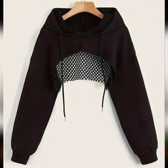 Mesh Slight Oversized Hooded Cropped Casual Jacket Super Cropped Hoodie, Cute Dress Outfits, Crop Top Hoodie, Crop Top Sweatshirt, Easy Trendy Outfits, Sports Hoodies, Cropped Tops, Cute Everyday Outfits, Really Cute Outfits