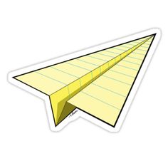 a yellow paper airplane sticker on a white background