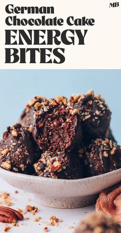 german chocolate cake energy bites in a bowl