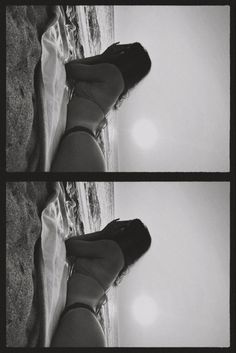 black and white photo of woman's legs on the beach with sun in background