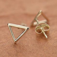 Openwork Triangle Post Earring Rose Gold Earrings Studs, Triangle Earrings Stud, Rose Gold Studs, Triangle Studs, Monogram Jewelry, Triangle Earrings, Silver Moon, Silver Stud Earrings, Earring Findings