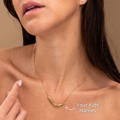 Spoil mom with a stunning gold stainless steel necklace that she'll cherish forever. This beautiful piece features elegant rectangle pendants that you can personalize by engraving your kids' names or special dates. With the option to add up to 6 pendants, each pendant can hold a precious memory close to her heart. This necklace is the perfect gift to show your love and appreciation for mom. Material: Stainless steel. Necklace Length: 16.5" (42 cm) + 2" (5 cm) extension. Waterproof! Every purchas Personalized Rectangular Charm Necklaces For Mother's Day, Mother's Day Personalized Rectangular Charm Necklaces, Mother's Day Personalized Rectangular Name Necklace, Custom Name Necklaces With Rectangular Pendant For Personalized Gift, Custom Name Necklace With Rectangular Pendant For Personalized Gift, Custom Name Necklace For Mother's Day, Personalized Rectangular Necklaces For Birthday, Personalized Rectangular Necklace For Birthday, Rectangular Pendant Charm Necklace For Mother's Day