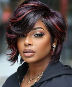 Trendy Short Shag Fall Hair Colors for Black Women 🍂 Styles For Natural Hair Black Women, Hair Colors Dark, Hair Caps, Hair Colors For Black Women, Colors For Black Women, Hair Braid Patterns, Creative Hair Color, Short Shag