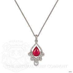 Luxury Red Pear-shaped Jewelry, Red Diamond Teardrop Necklace, Red Teardrop Diamond Necklace, Red Diamond Teardrop Pendant Necklace, Classic Red Teardrop Necklace, Elegant Red Pear-shaped Necklace, Fine Jewelry In Red Pear Shape, Classic Red Teardrop Pendant Necklace, Ruby Necklace Pendant