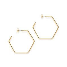 Hexagon Hoop Earrings Amano Studio Jewelry - Earrings Modern Gold Hexagon Earrings, Nickel Free Gold Hexagon Jewelry, Gold Hexagon Hoop Earrings For Gift, Gold Hexagon Earrings For Everyday, Hexagon Earrings, The 80s, Vintage Earrings, American Vintage, Silver Plate