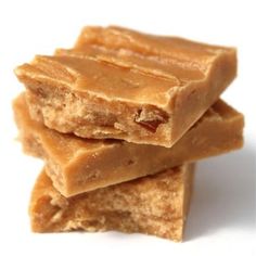 three pieces of peanut butter fudge stacked on top of each other