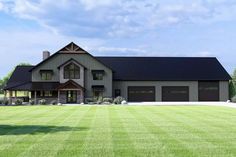 a large house sitting on top of a lush green field