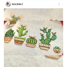 the cross stitch pattern shows different kinds of cactus