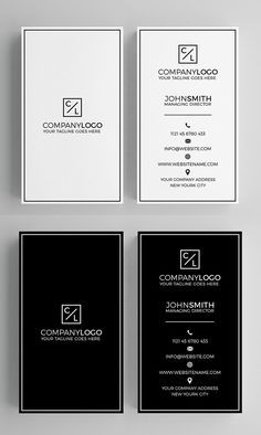 three black and white business cards on a gray background