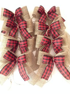 red and black checkered burlocked ribbon on white background with clippings