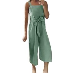 FREE SHIPPING bodysuit Women Summer Casual Shoulder-Strap Sashes Bow Lace-up Sweet Nine's Jumpsuit Playsuit fashion JKP2005 Spring Strapless Wide Leg Jumpsuit, Chic Spring Pantsuit With Tie Waist, Casual Solid Belted Jumpsuits And Rompers, Chic Green Belted Jumpsuit, Summer Solid Color Pantsuit With Pockets, Casual Sleeveless Belted Jumpsuits And Rompers, Summer Pantsuit With Pockets, Chic Green Belted Jumpsuits And Rompers, Green Belted Jumpsuits And Rompers For Summer