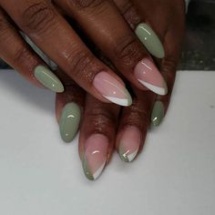 Sage Green Nails, Purple Ombre Nails, Aqua Nails, Wide Nails, Green Acrylic Nails, Beautiful Nail Polish, Prom Nails, Short Acrylic Nails