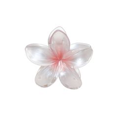 a white flower with pink petals is shown on a white background in this image, it appears to be floating or floating