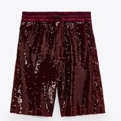 Zara Sequin Shorts Elastic Waist Size Xs Can Fit For S Too Size S Can Fit For M Too Burgundy Color Simply Beautiful Burgundy Shorts For Summer, Trendy Burgundy Bottoms For Summer, Burgundy Short Bottoms For Summer, Zara Red Bottoms For Night Out, Summer Burgundy Shorts, Red Zara Bottoms For Night Out, Burgundy Bottoms For Summer Party, Trendy Zara Shorts For Party, Trendy Party Shorts By Zara