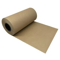 a roll of brown paper sitting on top of a white surface