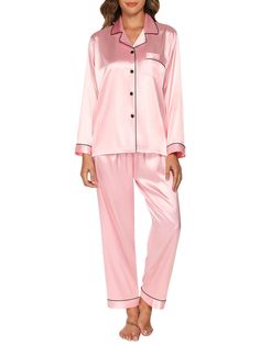 PRICES MAY VARY. CLASSIC STYLE AND SILKY: GAESHOW satin pajamas for women blends a classic look with silk-like fabric. The lightweight stretch satin glides along the skin with a smooth caress, which provides a super soft, comfy and carefree feel HIGHEST QUALITY: GAESHOW womens pajamas could last for years but still soft like the first wearing. The machine-washable fabric won't thin out or wear down, it is also fade-resistant, will maintain its original colors and texture DESIGN: The pajamas feat Silk Pj Set, Silk Pajamas Set, Satin Pj Set, Silk Pajamas Women, Pyjama Satin, Pyjamas Womens, Silk Sleepwear, Silk Pajama Set, Satin Pyjama Set