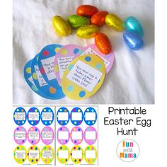 printable easter egg hunt tags for kids to use on the table or in front of them