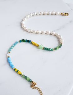 Casual Choker With Colorful Beads, Elegant Pearl Choker Necklace With Colorful Beads, White Pearl Choker Necklace With Colorful Beads, Pearl Choker Necklace With Colorful Beads, Colorful Beaded Pearl Choker, Rainbow Choker, Wearing Pearls, Negative Feelings, Unique Statement Necklace