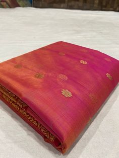 "Presenting Handloom & Handwoven Chanderi Orgenza Kataan Silk Saree with Red Border with Gold Zari Pallu and Running Blouse. Shade of Coral Colour. Chanderi is a Place in Madhya Pradesh were the Chanderi Silk Saree are weaved this process of weaving is from 5000yrs old techniques, today remains one of the most lively Textile Art. Chanderi Sarees are very soft & elegant to carry, it is a combination Silk & Cotton. Chanderies are brilliant to look at, the color harmonies are invariably soft, suita Chanderi Sarees Blouse Designs, Chanderi Silk Saree With Price, Engagement Sarees, Chanderi Cotton Saree, Color Harmonies, Trendy Saree, Western Jewellery, Concrete Staircase, Coral Colour