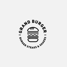 the logo for grand burgerr burger steaks and shakes, which has a hamburger on it