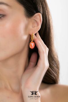 Orange Dangle Earrings Ultra Orange Crystal Earrings Orange - Etsy Handmade Orange Earrings For Formal Occasions, Elegant Orange Earrings For Gift, Elegant Orange Earrings For Anniversary, Elegant Orange Hoop Earrings As Gift, Exquisite Round Earrings, Clip-on Dangle Earrings As A Gift, Exquisite Single Drop Earring, Gold Plated Crystal Earrings As Gift, Clip-on Drop Earrings As Gift