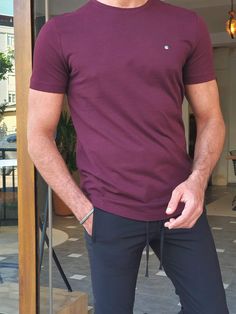 🔥 NEW COLLECTİON Collection : SPRİNG / SUMMER - 21 Product : Special production Slim-fit crew neck lycra t-shirt color plum Color code : PLUM COLOR Available Size : S-M-L-XL-XXLT-shirt material : %100 Cotton Machine washable : Yes Fitting : slim-fit Package included : T-shirt Washing instructions : Wash ın 30 degree water reversely with detergent for color clothes and with appropriate colored clothes. Dry by hangingig up . Color Clothes, Orange Blazer, Night Suit, Plum Color, 3 Piece Suits, Black Shirt Dress, Color Code, Crew Neck Tee, Primavera Estate