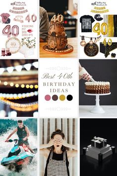 a collage of photos with the words best forty birthday ideas on them and images