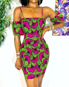 Description: Soft and comfortable African waxed Cotton Fabric. Detachable Straps and sleeves Ankara fabric with elastic threads Care Instruction: Hand wash in cold water. Wash inside out Do not bleach Do not tumble dry Dry clean recommended. Elastic Dress Ankara, Short African Dresses Classy, Kitenge Designs For Young Ladies, Spring Knee-length Ankara Dress, Spring Ankara Fabric Fitted Mini Dress, Summer Multicolor Ankara Fabric Mini Dress, Corset Chitenge Dress, Kampala Gown Styles For Ladies, Spring Ankara Fabric Mini Dress