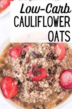 two bowls filled with oatmeal and strawberries on top of each other