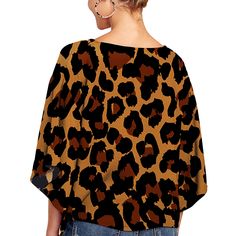 Brown Front Twist Leopard Print Blouse Comfortable Blouses, Office Blouse, Streetwear Shirts, First Day Of School Outfit, Summer Elegant, Elegant Office, Loose Pullover, Blouse Short Sleeve, Tie Front Blouse