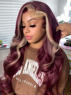 Hair Name: Skunk Stripe Hair 13x4 Lace Front Wigs Hair Style: Straight Human Hair Hair Length: 18-28 inches Wig Weight: 200-320g/Wig (Depending on Lengths and Density) Color: Burgundy and Blonde Density: 180% Lace Size: 13x4 Lace Front Wigs Cap Size: Medium, 22.5inch (Customize Size Service >) Quality: 100% Virgin Human Hair Wigs Shipment: DHL, FedEx, or UPS 10-15 Business Days Blonde Skunk Stripe, Skunk Stripe Hair, Stripe Hair, Baby Hair Brush, Skunk Stripe, Hair Colorful, Free Wig, Frontal Wig Hairstyles, Dyed Hair Inspiration