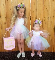 Unicorn costume, Halloween, sisters, unicorn. Sparkle Romper, Rainbow Bodysuit, Sippy Cups, Bday Girl