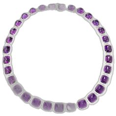 Formal Faceted White Gold Necklaces, Exquisite Formal Amethyst Necklace, Exquisite Amethyst Necklace For Formal Occasions, Luxury Amethyst Necklace For Formal Occasions, Elegant Purple Amethyst Necklace, Luxury Purple Amethyst Gemstones, Elegant Purple Jewelry With Polished Finish, Luxury Faceted Necklaces For Anniversary, Luxury Faceted Necklace For Anniversary