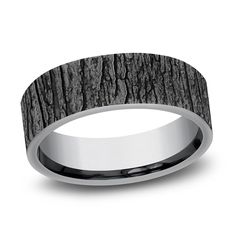 men's wedding band with black wood inlay