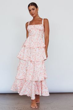 Shop the Provence Bloom Tiered Midi Dress Floral Orange | Selfie Leslie Spring Bridesmaid Tiered Dresses, Summer Bridesmaid Dress With Tiered Skirt, Spring Tiered Bridesmaid Dresses, Pink Tiered Skirt Midi Dress For Garden Party, Fitted Tiered Maxi Dress For Brunch, Feminine Tiered Midi Dress For Garden Party, Spring Bridesmaid Maxi Dress With Tiered Skirt, Sundress With Tiered Skirt For Garden Party, Feminine Tiered Skirt Midi Dress For Garden Party