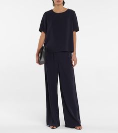 The Row - Gala cady wide-leg pants | Mytheresa Viscose Wide-leg Pants For Formal Occasions, Formal Viscose Wide Leg Pants, High-waisted Viscose Wide Leg Pants For Work, Viscose Wide Leg Pants For Work, Formal Viscose Wide-leg Pants, Viscose Wide Leg Ankle-length Pants For Work, Ankle-length Viscose Wide Leg Pants For Work, Versatile Viscose Wide Leg Work Pants, Versatile Viscose Wide Leg Pants For Work