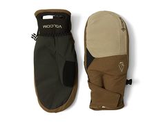 Volcom Snow Stay Dry GORE-TEX(r) Mitts - Snowboard Gloves : Dark Teak : Battle the cold-weather with the durable and warm Volcom Snow Stay Dry GORE-TEX Mitts. This pair comes with a buckle strap closure on the side for a sleek look and a secure fit. GORE-TEX Guaranteed to Keep You Dry. GORE-TEX waterproof and breathable inserts. V-Science 2-Layer for added protection. Durable palm grip for traction. Brushed tricot fixed lining. Instant-on Power-Pull cuffs. Suede nose wipe panel. Neoprene cuffs. Snowboarding Outfits, Snowboarding Gloves, Product Ideas, Sleek Look, Gore Tex, Product Reviews