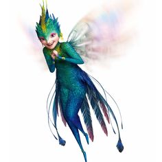 a cartoon character is flying through the air with her arms around her body and wings spread out