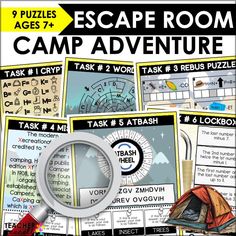 Camp Adventure Printable Escape Room Game - Teacher Jeanell Camping Vbs, Instructional Activities, Printable Escape Room, Community Life, Rebus Puzzles, Church Community, Yw Activities, Youth Groups, Education Tips