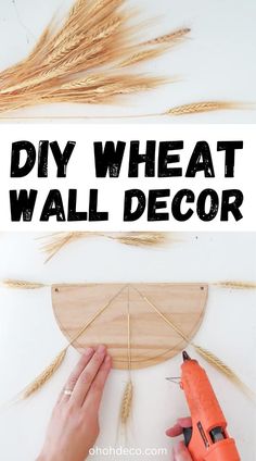 someone is making a diy wheat wall decor