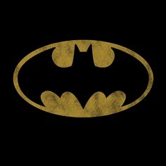 the batman logo on a black background with yellow highlights and grungy edges,