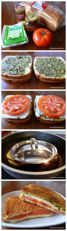 there are many different types of sandwiches on this plate and in the same pans