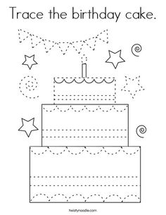 trace the birthday cake worksheet