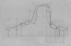 an architectural drawing of a curved staircase