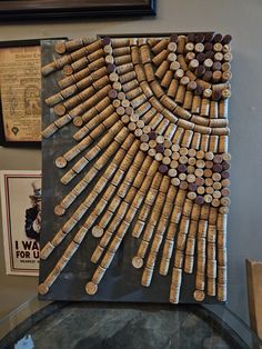 an art piece made out of wine corks